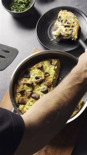 This mushroom frittata is practically perfect; light enough to feel good, bold umami flavour to keep you coming back for more. RECIPE Add some butter to a pan. Drop into some chopped white cup mushrooms; cook until tender (4–5 mins). Pour in whisked eggs. Mix in some pre-cooked bacon or filling of your choice. Bake or cook on low until set (10–12 mins). #Mmmmushrooms #theflavourhero #easyrecipes | Australian Mushrooms