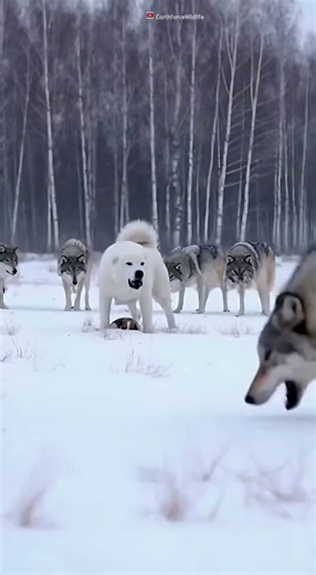 Guardian Dog Protects Puppy from Wolves in Snow ❄️🐾 #Shorts