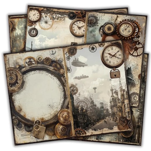 STEAMPUNK JOURNAL Junk Journal Pages Printable | Vintage Victorian Papers | Digiscrap Kit Scrapbook Fantasy Collage Antique Craft | Pp895 - Etsy