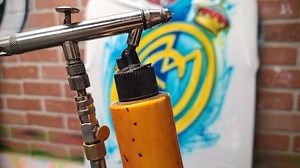 5.3M views · 52K reactions | Painting my take on a graffiti style logo for Real Madrid C.F. | Dale the Airbrush Guy | Facebook