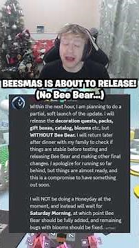BEESMAS RELEASING IN 1 HOUR! Without Bee Bear... (Bee Swarm Simulator)