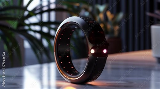 A modern smart bracelet mockup with a sleek touch screen and customizable watch faces.