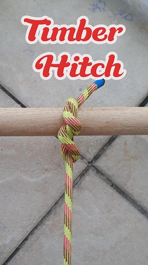 Timber Hitch. The Timber Hitch is a knot used to attach a single length of rope to a cylindrical object. Secure while tension is maintained, it is easily untied even after heavy loading. #knot #knots #shorts #rope #notsorry #fyp #viralreels #reelsviral | Nots