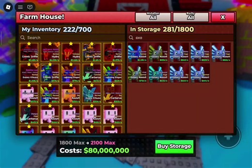 Growing My Galaxy Axolotl in Roblox