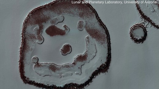 The changing face of Mars' so-called Happy Face Crater