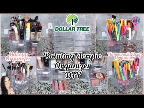 Rotating Acrylic Organizer DIY ~ DOLLAR TREE DIY ~ Makeup Organizer DIY ~ Homework/Craft Organizer