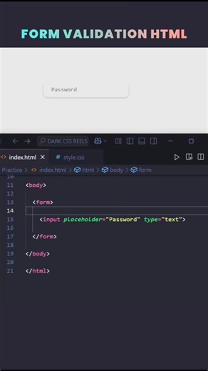 Dark CSS | ✅ Level up your Coding game 🔥🚀 Form Validation using pure HTML -no JavaScript needed 🎓🧑‍💻 👩‍💻 Source code is available in Website 🌐 CHECK... | Instagram