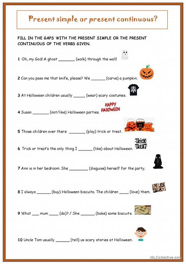 Present simple / Present continuous - Halloween