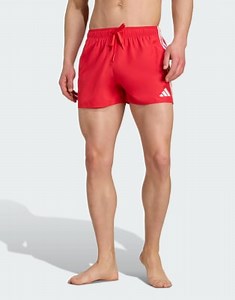 adidas performance 3-stripes swim shorts 3-inch in pure ruby / white | ASOS