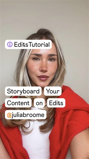 Instagram’s @Creators on Instagram: "@juliabroome explains how the storyboard feature within Edits can help you organize your content ideas into fully organized scripts before you even hit record. And how when you do begin recording, you’re able to see your ideas come to life right in the storyboard itself 🎥📝 #MadeWithEdits"