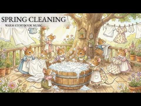 Spring Cleaning in the Woodland Home 🧺✨ | Peaceful Spring Folk Storybook Music & Spring Waltz