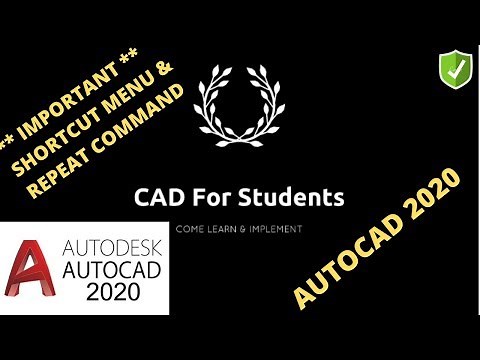 AUTOCAD 2020 : Right Click as Repeat Command & Shortcut menu