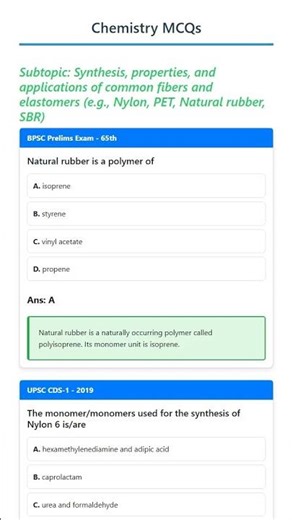 Synthesis, properties, and applications of common fibers and elastomers e.g., Nylon, PET, Natur...