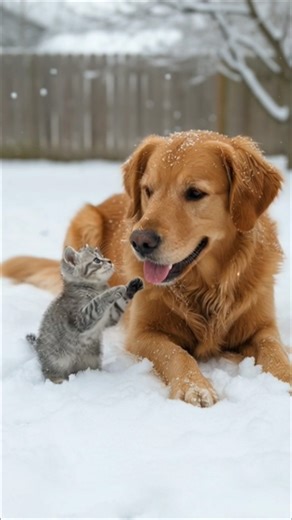 Happy animal loves first snow #snowdaypets #winterpetvibes #cutepetshorts #petasmr #cozyaesthetic