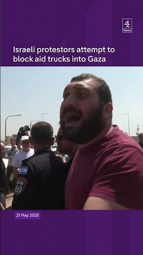 Israeli protestors attempt to block aid trucks into Gaza