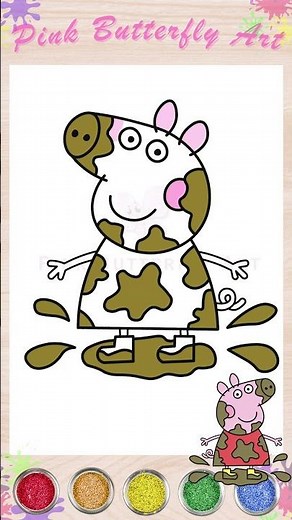 Peppa Pig Muddy Puddles Drawing and Coloring for Kids Toddlers Preschoolers #pinkbutterflyart #peppa
