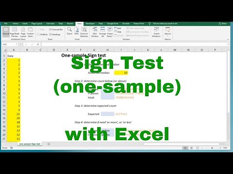 Excel - One-Sample Sign Test