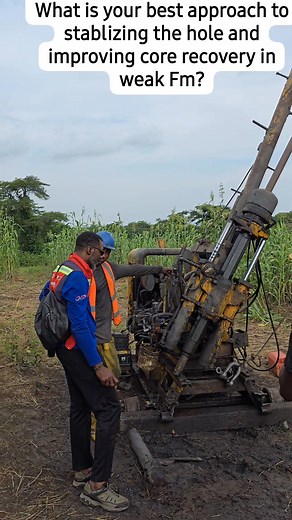 Core Drilling Challenge at 48 m! We’ve hit a very loose formation while core drilling, core recovery is getting tricky, and the hole stability is a concern. Our field team is working through it, but we’d love to hear from fellow geologists and drillers: What’s your best approach to stabilizing the hole and improving core recovery in weak formations? (Bentonite? Casing? Polymer mud? Other tricks?) Let’s share field wisdom, every tip counts when the formation won’t cooperate! #NCGideon #CoreDrilli