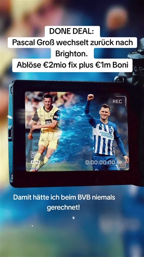 DONE DEAL: Pascal #Groß (34/🇩🇪) wechselt zurück nach #Brighton. #BVB #Transfer #borussiadortmund Ablöse beträgt nach exklusiven Sky Infos rund €2m fix plus €1m Boni. Medizincheck für morgen geplant. 🏴󠁧󠁢󠁥󠁮󠁧󠁿 @Plettigoal