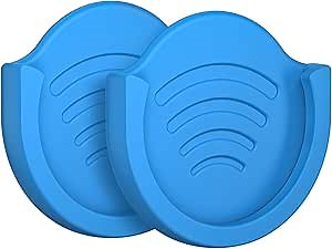 pop-tech Phone Grip for Socket Holder, 2 Pack Silicone Car Phone Mount Adhesive for Collapsible Grip & Stand with 3M Adhesive Replacement for Car Dashboard, Desk, Wall, Home, Office Blue