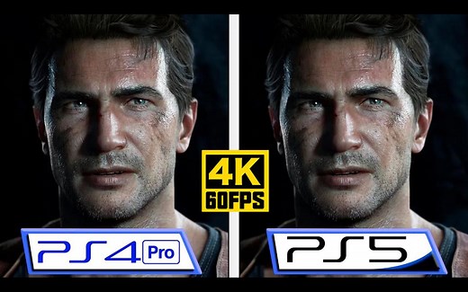 【4K60帧】神秘海域4：假想版次世代增强补丁 | PS4 Pro VS AI修复补帧模拟PS5效果 | 画质模拟对比