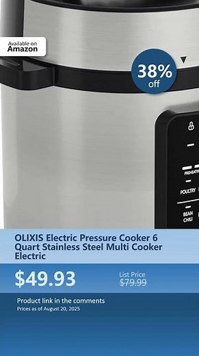 OLIXIS Electric Pressure Cooker 6 Quart Stainless Steel Multi Cooker Electric