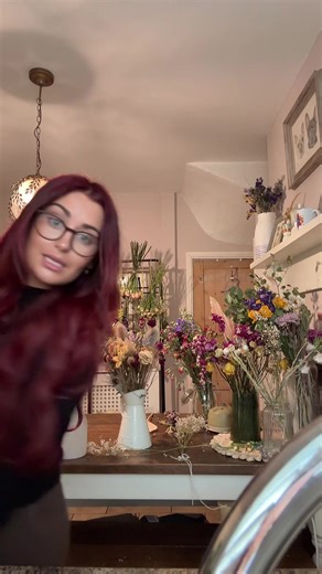 My kitchen is being taken over 🙄 #fyp #flowers #florist #driedflower #redhair