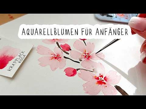 Einfache Kirschblüten malen mit Aquarell für Einsteiger