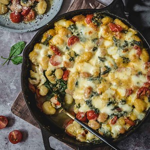Baked Gnocchi with Spinach, Tomatoes, and Beans - Easy and Healthy!