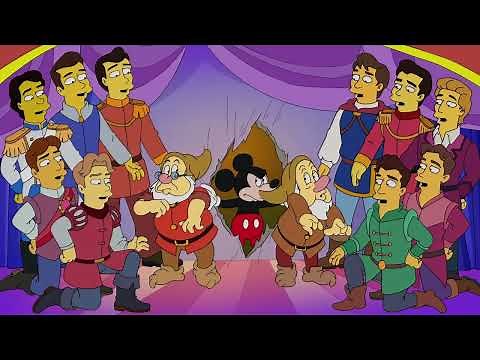 The Simpsons Welcome to the Club Mickey Vs Disney Princes Scene Disney+ Shorts
