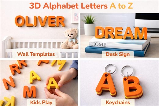 3D Printable Alphabet Letters A–Z | Dual Colour 3MF/STL | Rounded Letters Learning, DIY Crafts - Etsy
