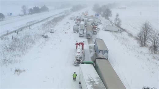 Anyone miss this? Over 100 cars are involved in this massive pileup on a Michigan highway today. Crews have responded to reports of numerous crashes and slide-offs, including several jack-knifed semi-trucks. (📷: Chicago & Midwest Storm Chasers) | FOX 13 News