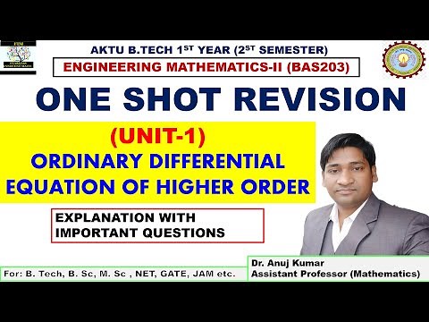 One Shot Revision Engineering Math 2 | UNIT-1| Ordinary Differential equation of Higher Order