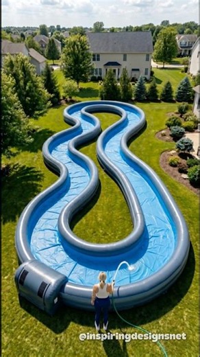 We tried out a giant inflatable lazy river pool! 😱🙌An absolute must for hot summer days! ☀️