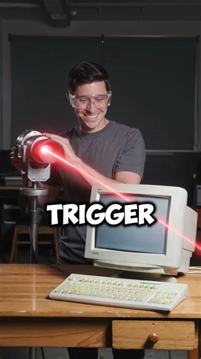 10,000 watt laser, oh my god, a computer and a laser! #shortvideo #funny #wow