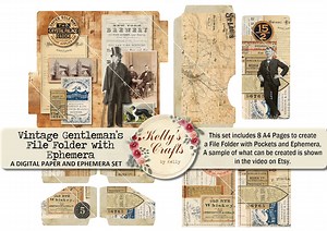 Vintage Gentleman Ephemera File Folder: Mini Journal Digitals (PDF) - Etsy