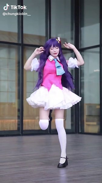 Cute Hoshino Ai Idol Dance Practice Cosplay Video