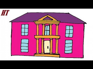 How to Draw a Mansion House easy