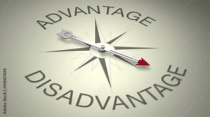 Advantage Versus Disadvantage Arrow 3D Animation. Symbolizes human decisions.
