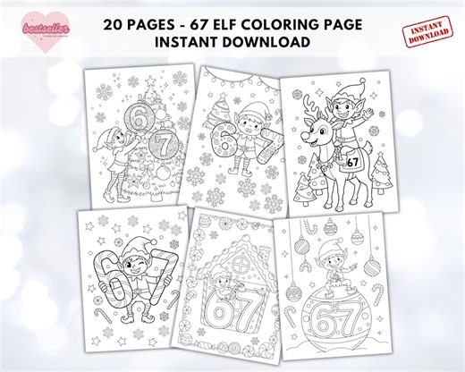 67 Elf Coloring Page, Six Seven 6 7 Elf Coloring Sheet, Holiday Coloring Printable, Elf 67 Coloring Page, Six Seven, Digital Download - Etsy