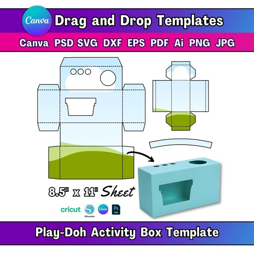 Plantilla de caja de plastilina, plantilla de envoltura de caja de actividades de Canva, plantilla de caja de fiesta, plantilla de recuerdo de fiesta, plantilla de actividad infantil, plantilla imprimible - Etsy España