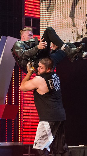 5M views · 28K reactions | 9 years ago, Kevin Owens powerbombed Machine Gun Kelly off the stage after MGK performed on WWE Raw! | USA Network | Facebook