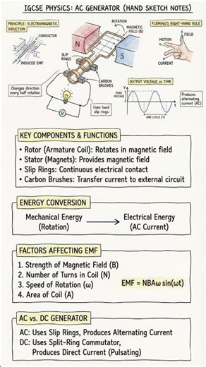 AC Generator - Electromagnetic Induction IGCSE Physics #electricity #shorts #physics