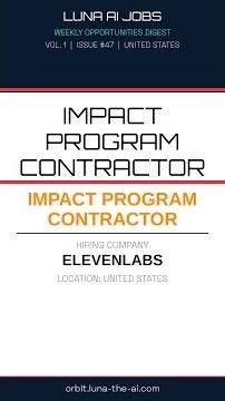 Impact Program Contractor at ElevenLabs | Remote | Now Hiring