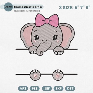 Elephant Split Embroidery Design, Elephant Name Frame Embroidery Design, Student Name Tag School Classroom Label, Safari Animal Embroidery - Etsy