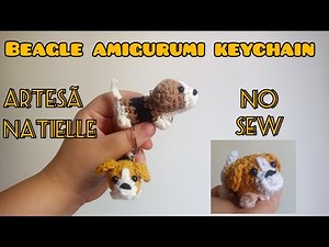 Beagle Dog Amigurumi Keychain