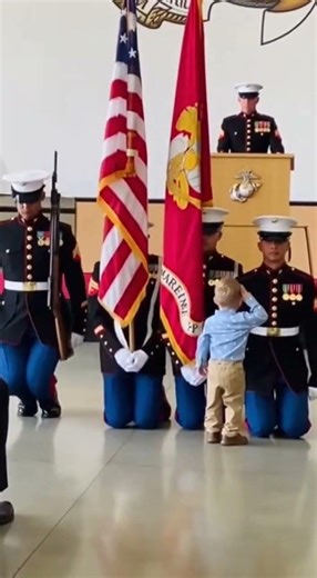 2YO Runs to Color Guard at Grandpa's Retirement 🎖️ Holds Salute ENTIRE TIME 😭💙