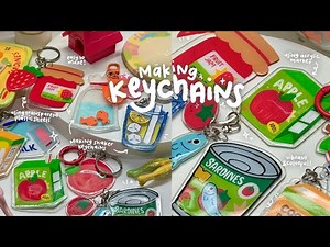 easy diy shrink plastic keychains🧊🍋🍅🐟 using acrylic marker
