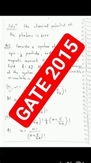 GATE 2015 Physics Thermodynamics and Statistical Mechanics Solutions#gatephysics#gatesolutions#pyq