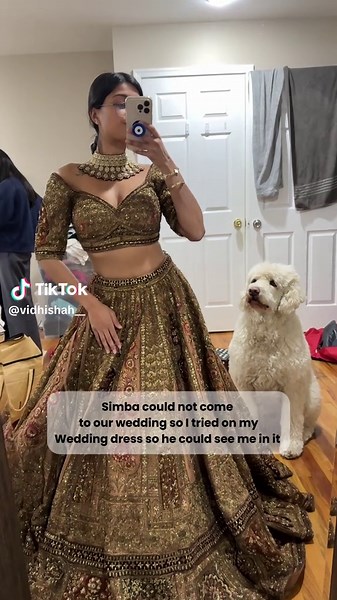 He needed to have his very own first look 🥹 #fyp #wedding #indianbride #goldendoodle